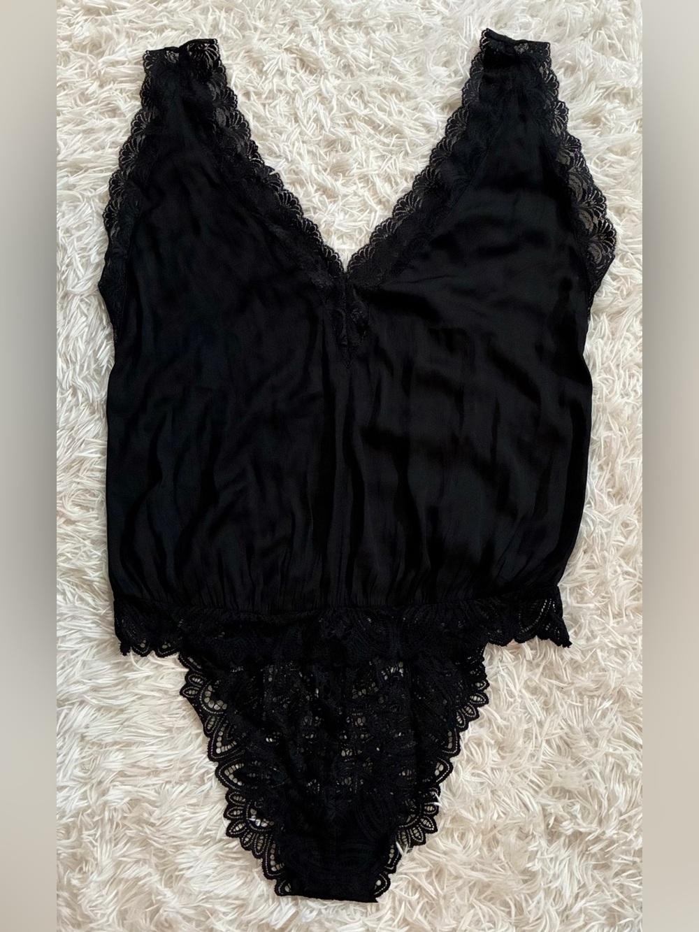 Intimately Free People Gothic Whimsigoth Feminine Satin Lace Bodysuit Black L